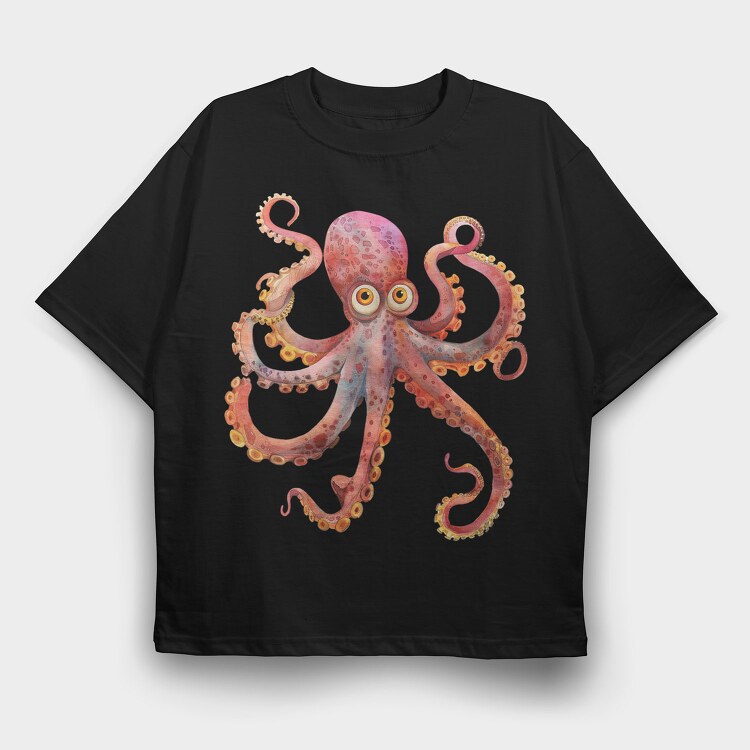 Watercolor Octopus Tail, Tricou Oversize Barbati (Unisex)