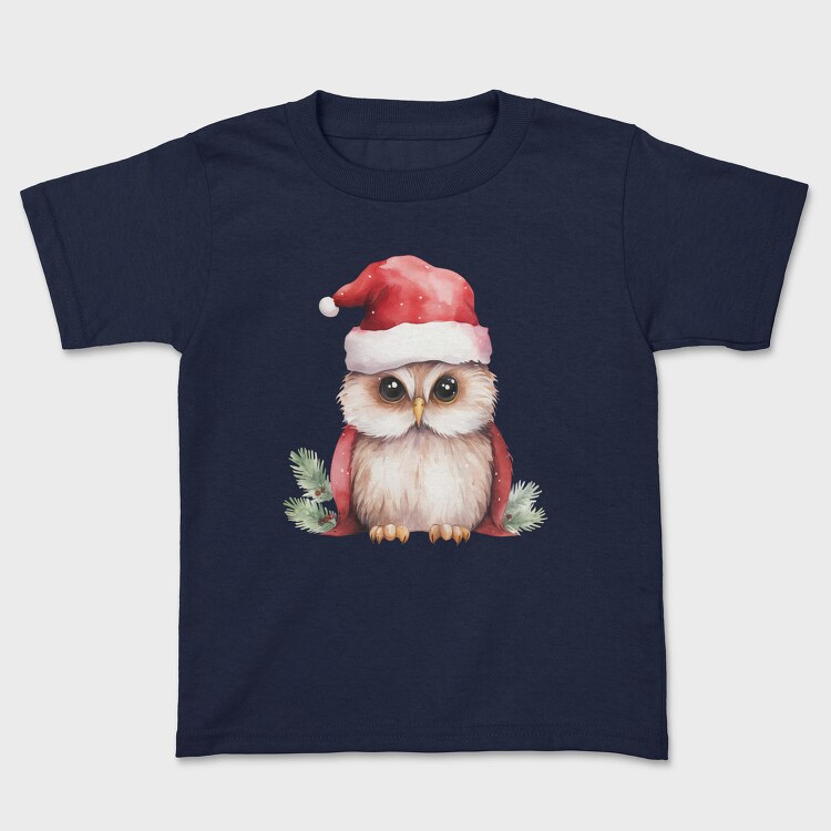 Watercolor Owl Christmas, Tricou Copii