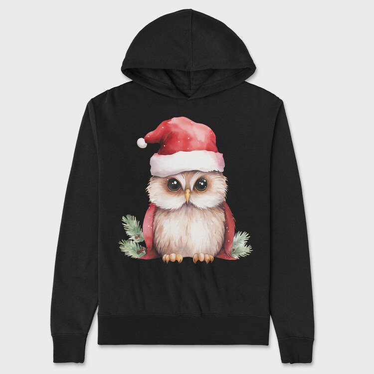 Watercolor Owl Christmas, Hanorac Oversize Barbati (Unisex)