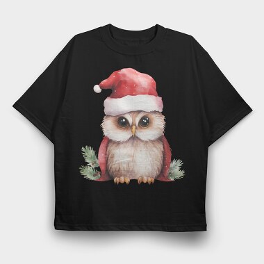Watercolor Owl Christmas, Tricou Oversize Barbati (Unisex)