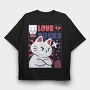 Angry Cat Anti Valentines Day Valentine, Tricou Oversize Barbati (Unisex)
