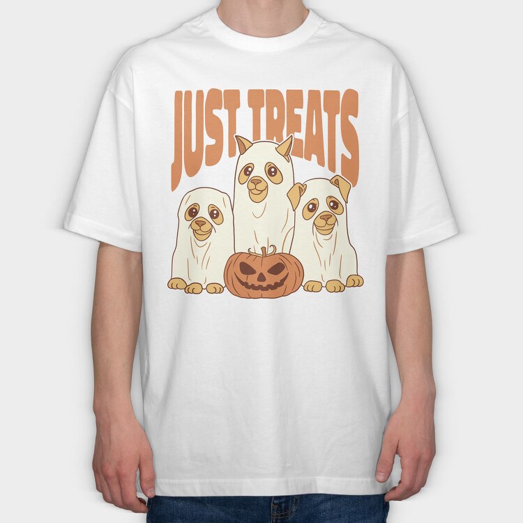 Just Treats Dogs, Tricou Oversize Barbati (Unisex)