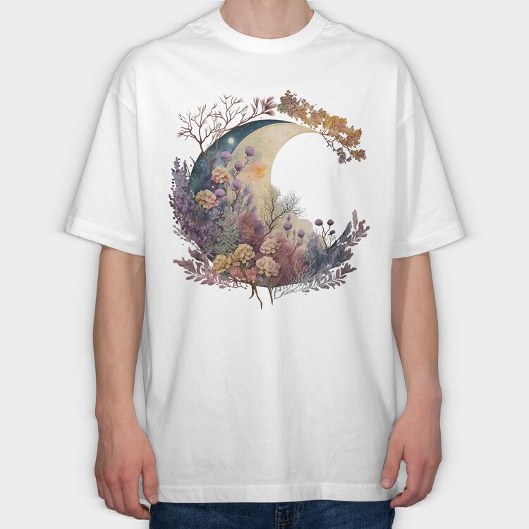 Watercolor Moon Night, Tricou Oversize Barbati (Unisex)