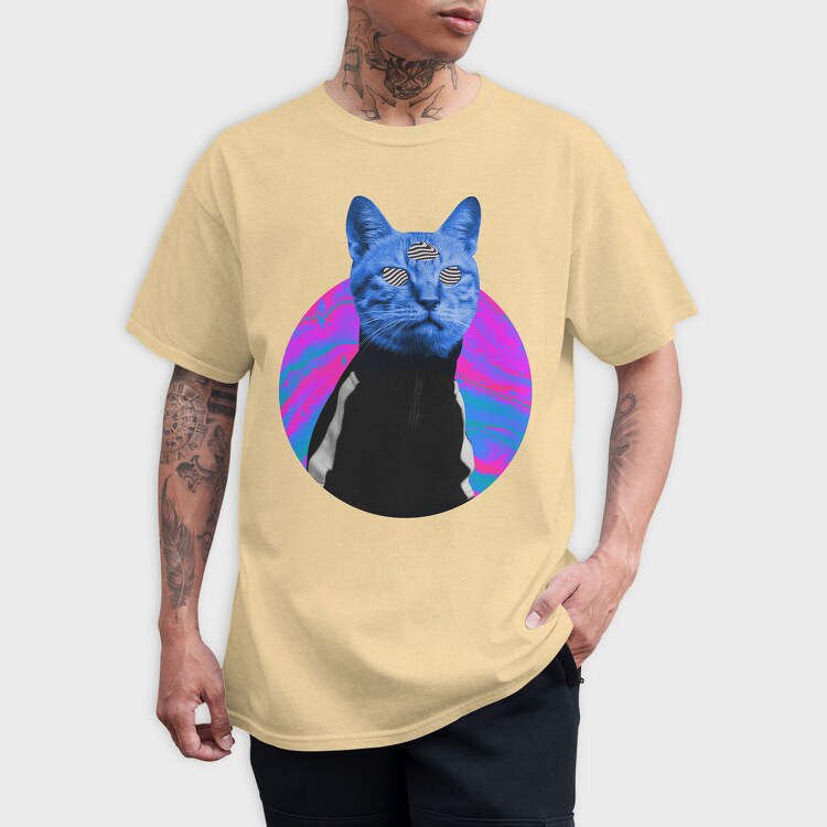 Psychedelic Trippy Cat Kitty, Tricou Barbati (Unisex)
