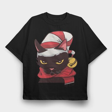 Angry Cat Christmas, Tricou Oversize Barbati (Unisex)