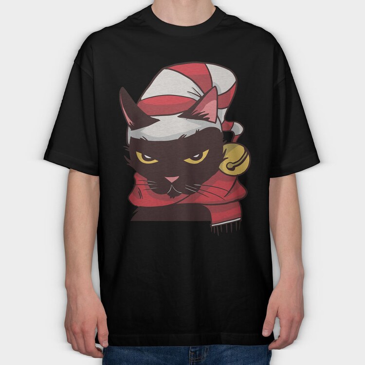 Angry Cat Christmas, Tricou Oversize Barbati (Unisex)