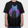 Psychedelic Trippy Cat Kitty, Tricou Oversize Barbati (Unisex)
