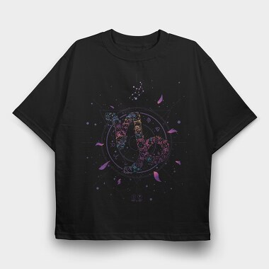 Capricorn Floral Zodiac Sign, Tricou Oversize Barbati (Unisex)