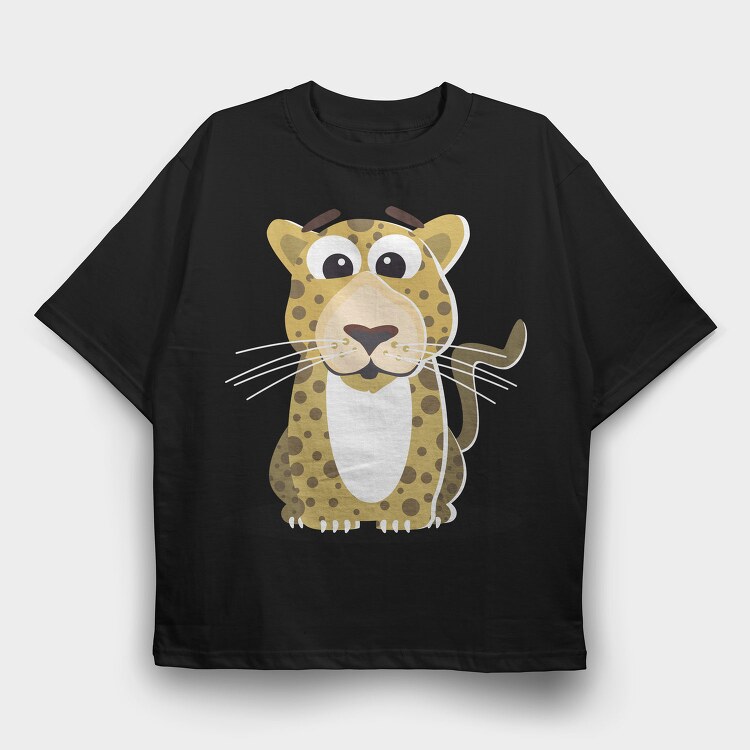 Leopard Cartoon Vibes, Tricou Oversize Barbati (Unisex)