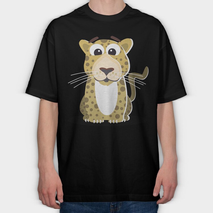 Leopard Cartoon Vibes, Tricou Oversize Barbati (Unisex)