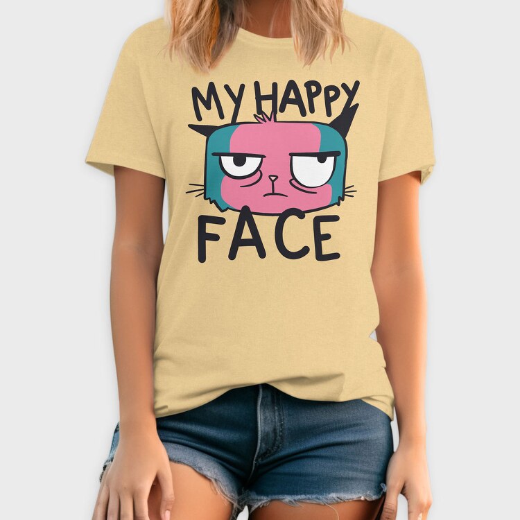 Angry Cat Face My Happy Face, Tricou Barbati (Unisex)