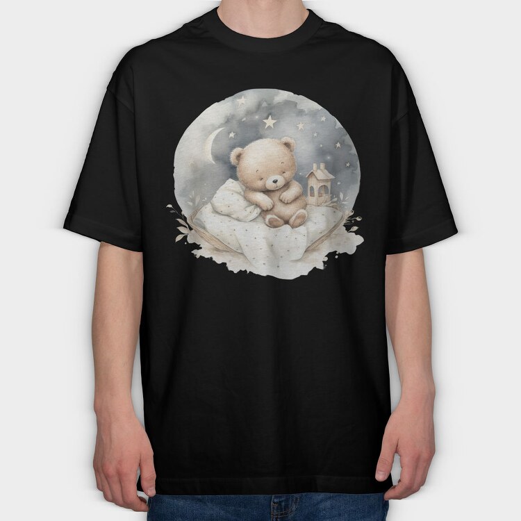 Watercolor Night Bear, Tricou Oversize Barbati (Unisex)