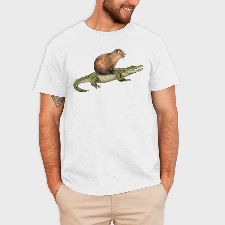 Capybara And Crocodile, Tricou Barbati (Unisex)