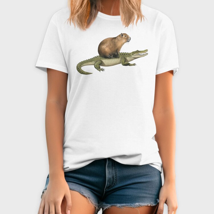 Capybara And Crocodile, Tricou Barbati (Unisex)