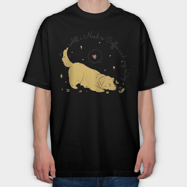 Cute Labrador Dog All I Need, Tricou Oversize Barbati (Unisex)