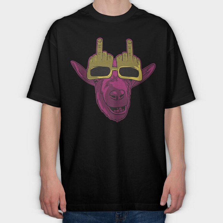 Goat Wearing Glasses, Tricou Oversize Barbati (Unisex)