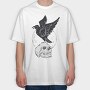 Black Raven On A Skull, Tricou Oversize Barbati (Unisex)
