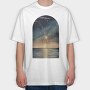 Watercolor Night Ocean, Tricou Oversize Barbati (Unisex)