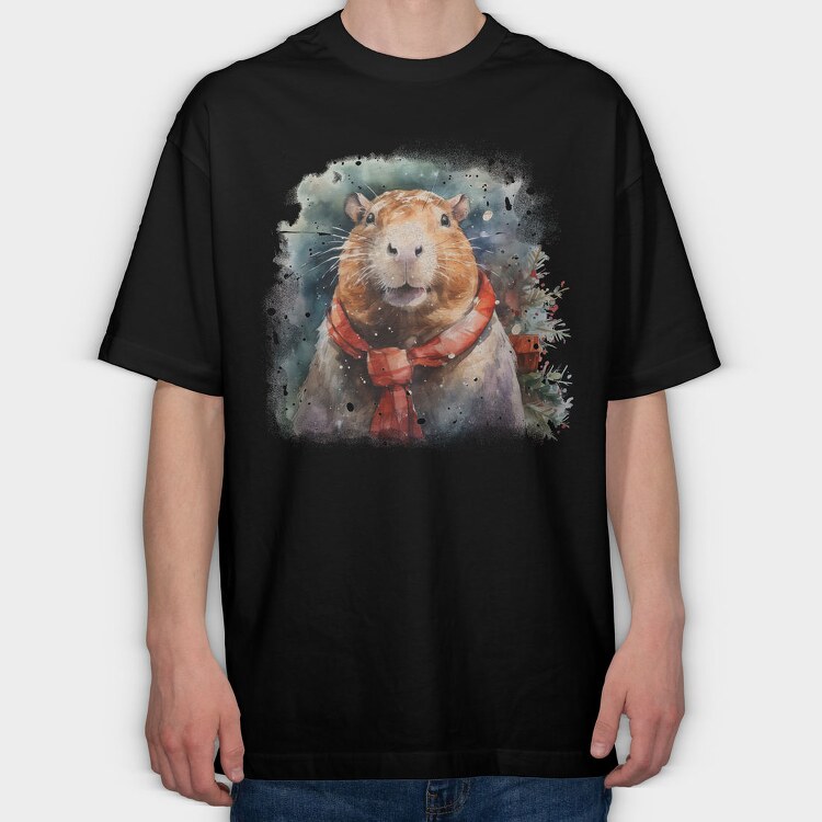 Capybara Christmas Throw Pillow, Tricou Oversize Barbati (Unisex)