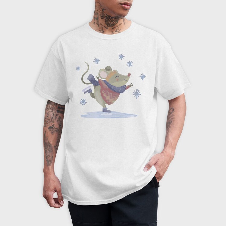 Cute Mouse Skating Mug, Tricou Barbati (Unisex)