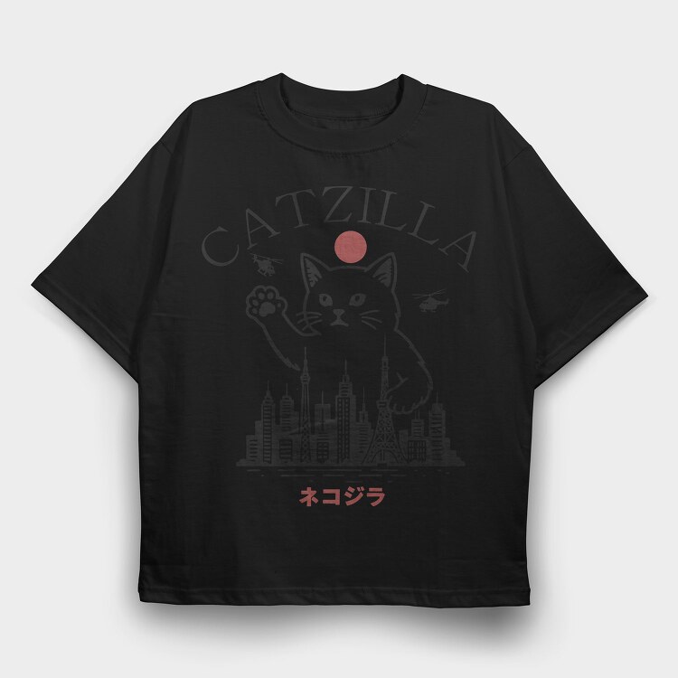 Catzilla City Destruction, Tricou Oversize Barbati (Unisex)