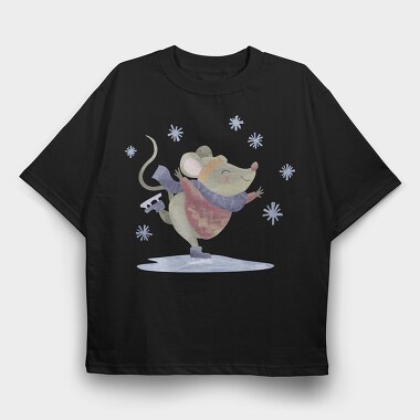 Cute Mouse Skating Mug, Tricou Oversize Barbati (Unisex)