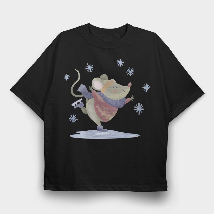 Cute Mouse Skating Mug, Tricou Oversize Barbati (Unisex)