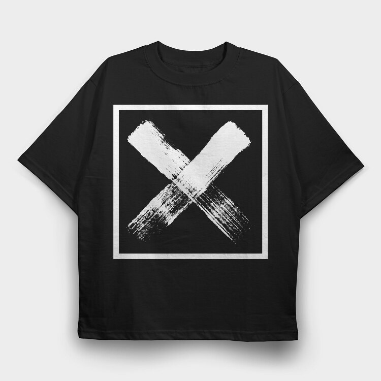 Letter X In Square Grunge, Tricou Oversize Barbati (Unisex)
