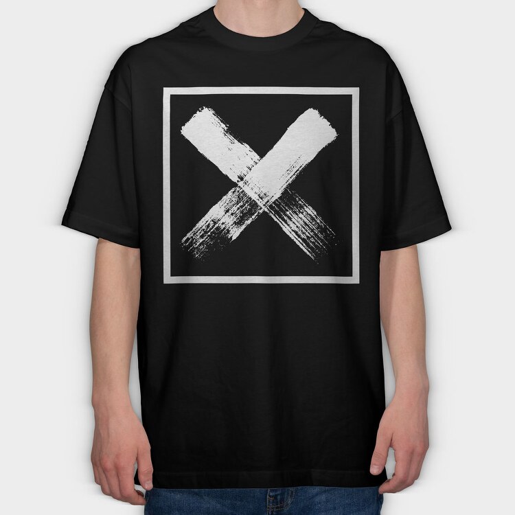 Letter X In Square Grunge, Tricou Oversize Barbati (Unisex)