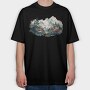 Watercolor Mountain Mist, Tricou Oversize Barbati (Unisex)