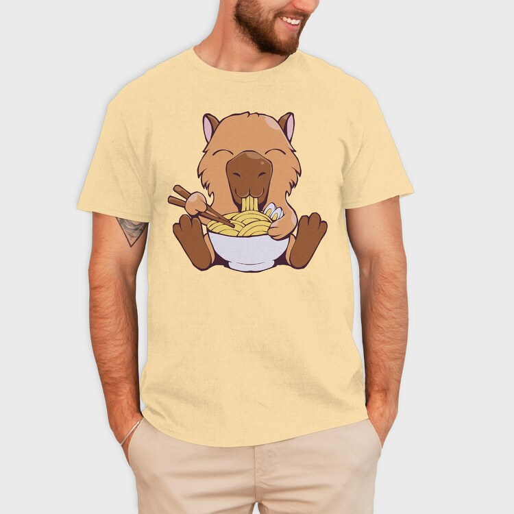 Capybara Eating Ramen Capibara, Tricou Barbati (Unisex)