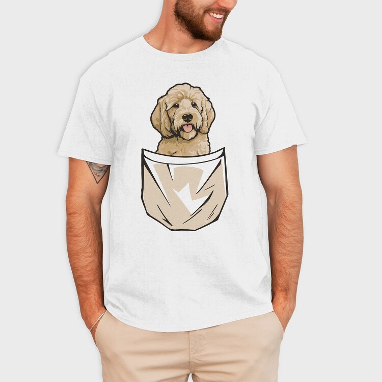 Golden Doodle Dog Pocket, Tricou Barbati (Unisex)