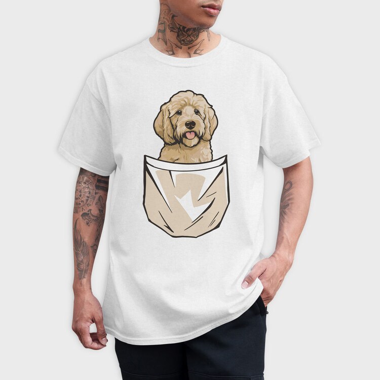 Golden Doodle Dog Pocket, Tricou Barbati (Unisex)