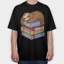Librarian Sloth Sleeping Books, Tricou Oversize Barbati (Unisex)