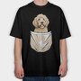 Golden Doodle Dog Pocket, Tricou Oversize Barbati (Unisex)