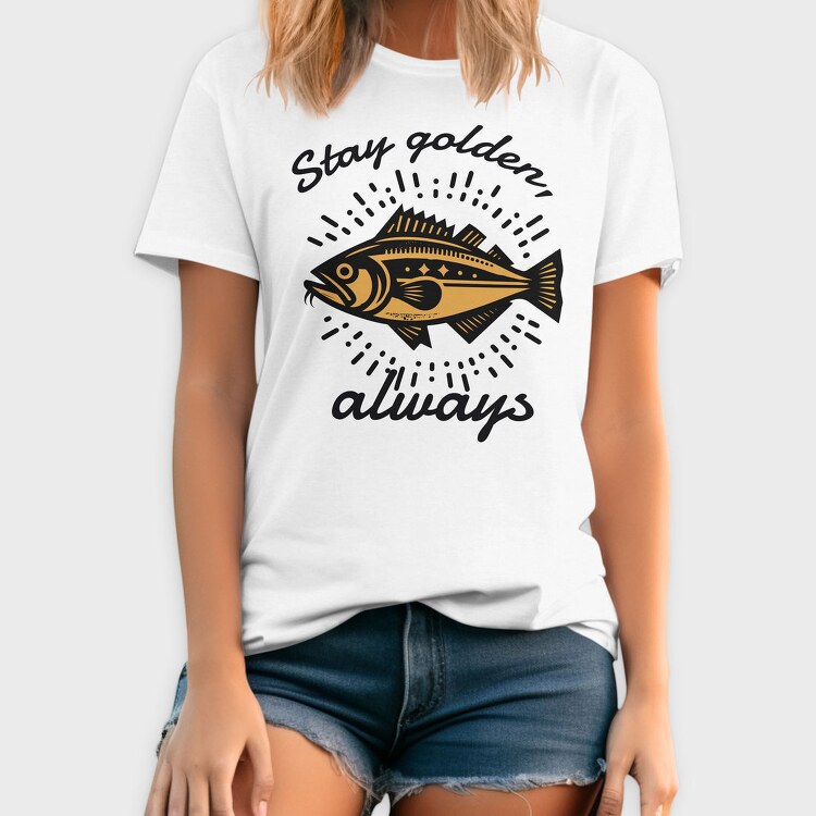 Golden Fish Quote Stay Golden, Tricou Barbati (Unisex)