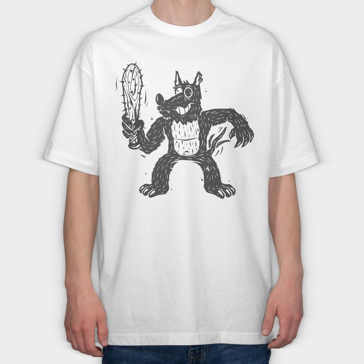 Black Dog With Bat Crazy Baseball Bat, Tricou Oversize Barbati (Unisex)