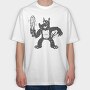 Black Dog With Bat Crazy Baseball Bat, Tricou Oversize Barbati (Unisex)