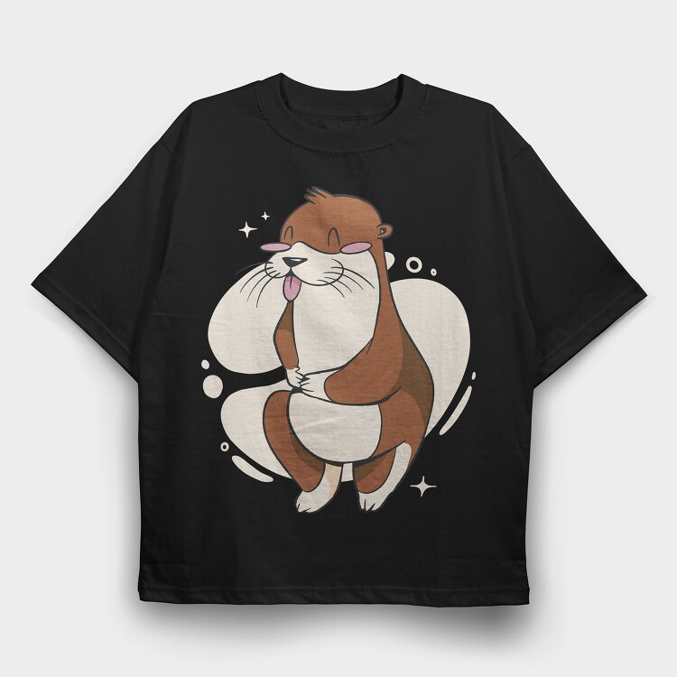 Cute Otter Cartoon, Tricou Oversize Barbati (Unisex)