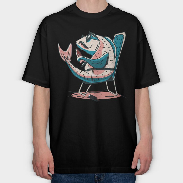 Carp Fish Beer, Tricou Oversize Barbati (Unisex)