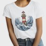 Lighthouse And Waves Sea, Tricou Femei