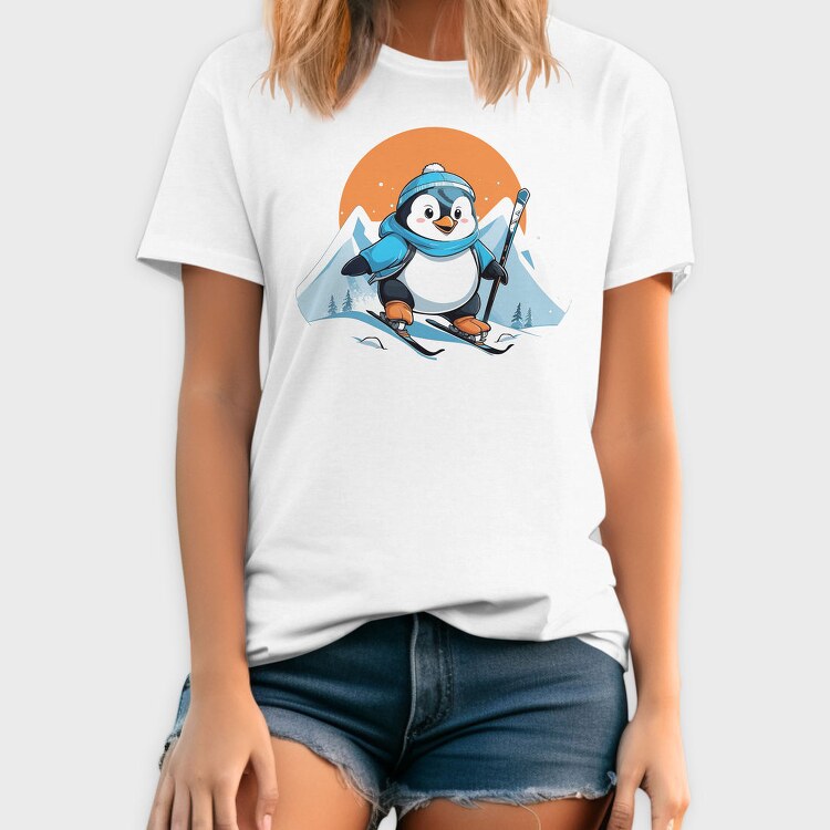 Skiing Penguin Sky, Tricou Barbati (Unisex)