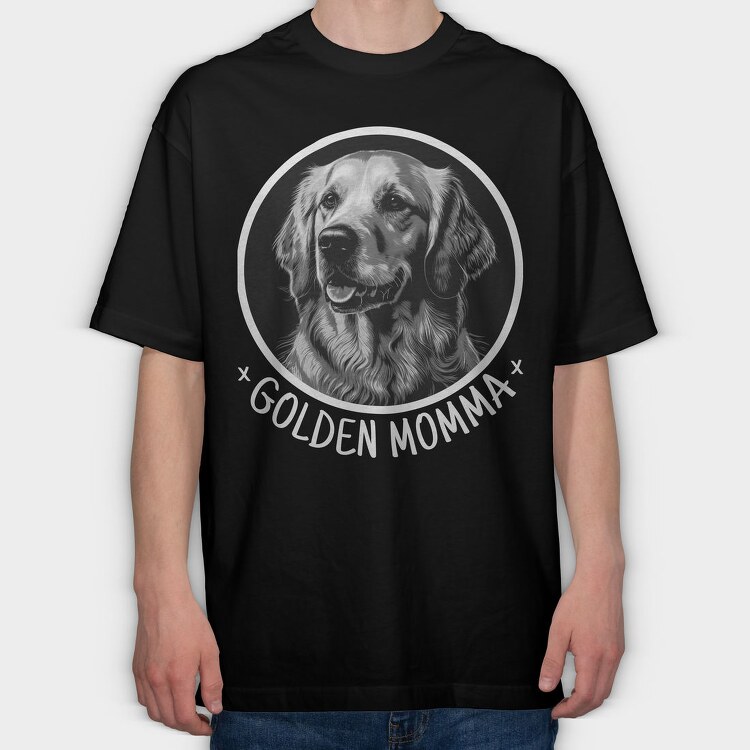 Golden Retriever Mom Golden Momma, Tricou Oversize Barbati (Unisex)