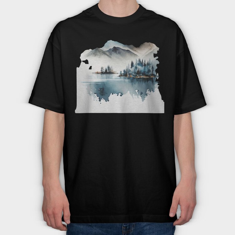 Watercolor Mountain Club, Tricou Oversize Barbati (Unisex)