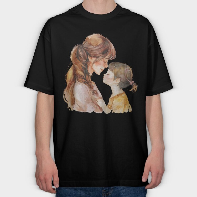 Watercolor Mother Child, Tricou Oversize Barbati (Unisex)