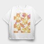 Danish Pastel Floral Checkered, Tricou Oversize Barbati (Unisex)
