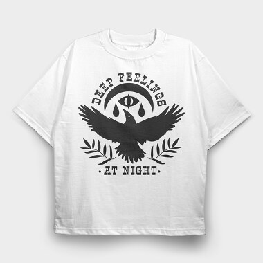 Deep Feelings At Night Crow, Tricou Oversize Barbati (Unisex)