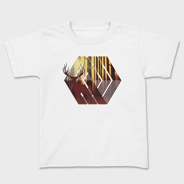 Deer Illustration Geometric Forest, Tricou Copii