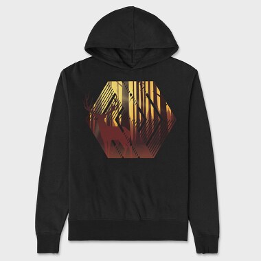 Deer Illustration Geometric Forest, Hanorac Oversize Barbati (Unisex)
