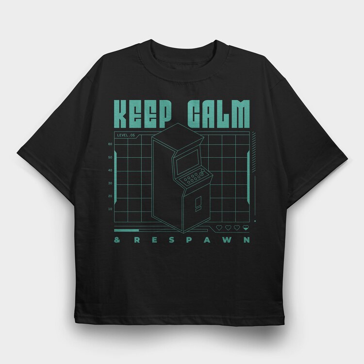 Keep Calm and Respawn, Tricou Oversize Barbati (Unisex)